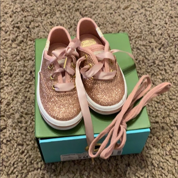 kate spade Other - Kate Spade Rose Gold Glitter Toddler Shoes
